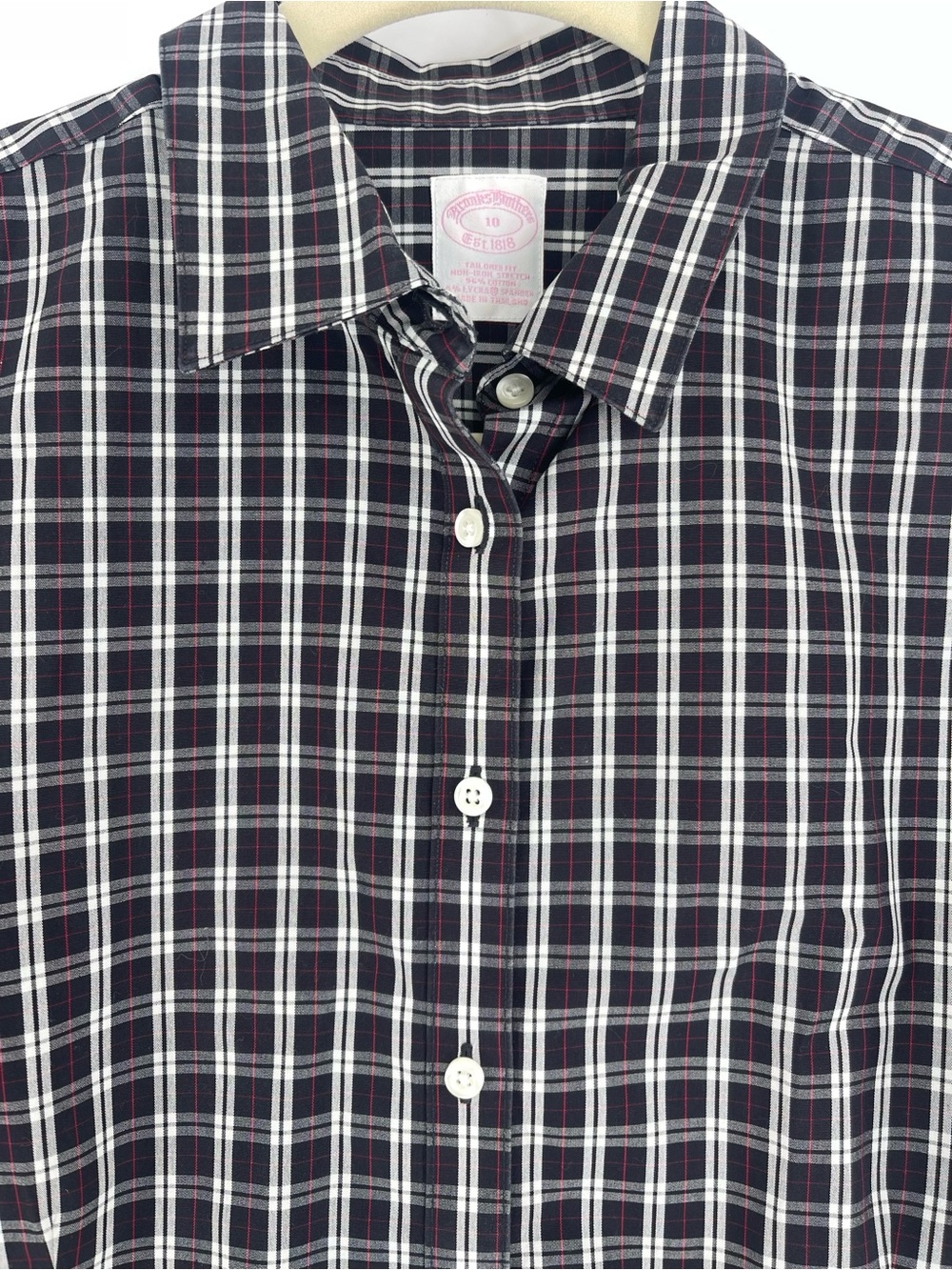 Women’s Brooks Brothers Black , White & Red Plaid Button-Down Shirt